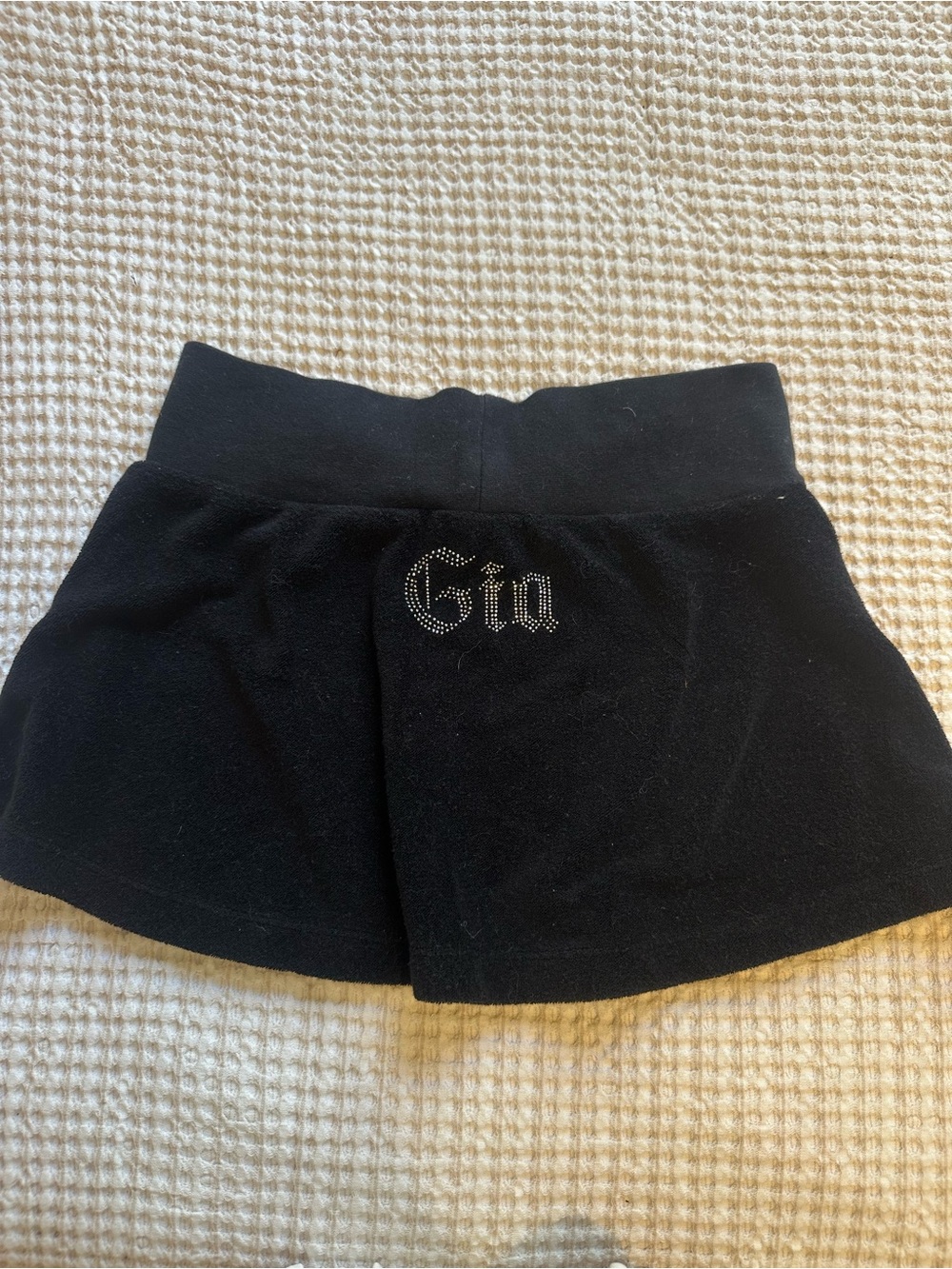 Iamgia Black Rhinestone 'Gia' Velour Mini Skirt